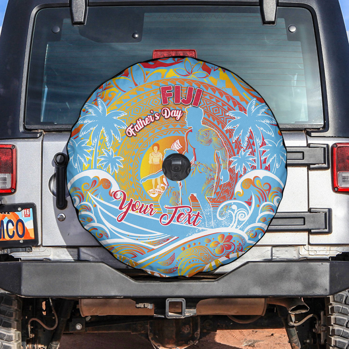 Father's Day Fiji Spare Tire Cover Special Dad Polynesia Paradise DT02 Red - Polynesian Pride