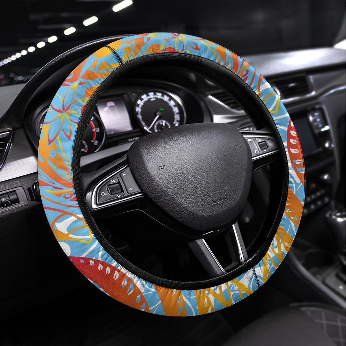 Father's Day Fiji Steering Wheel Cover Special Dad Polynesia Paradise DT02 Universal Fit Red - Polynesian Pride