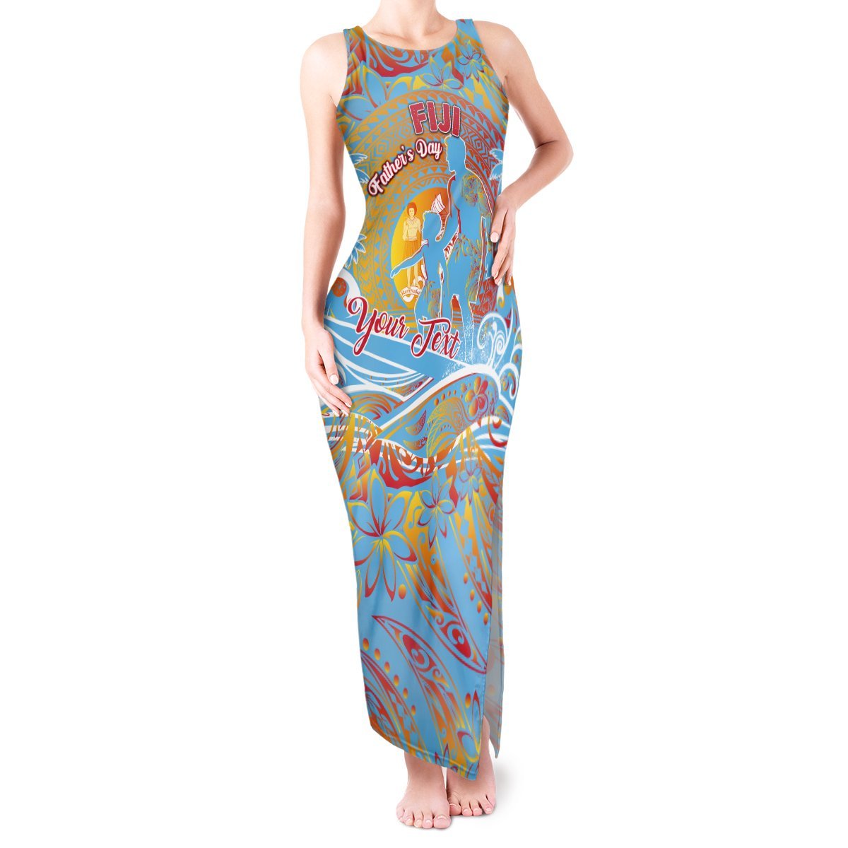 Father's Day Fiji Tank Maxi Dress Special Dad Polynesia Paradise DT02 Women Red - Polynesian Pride