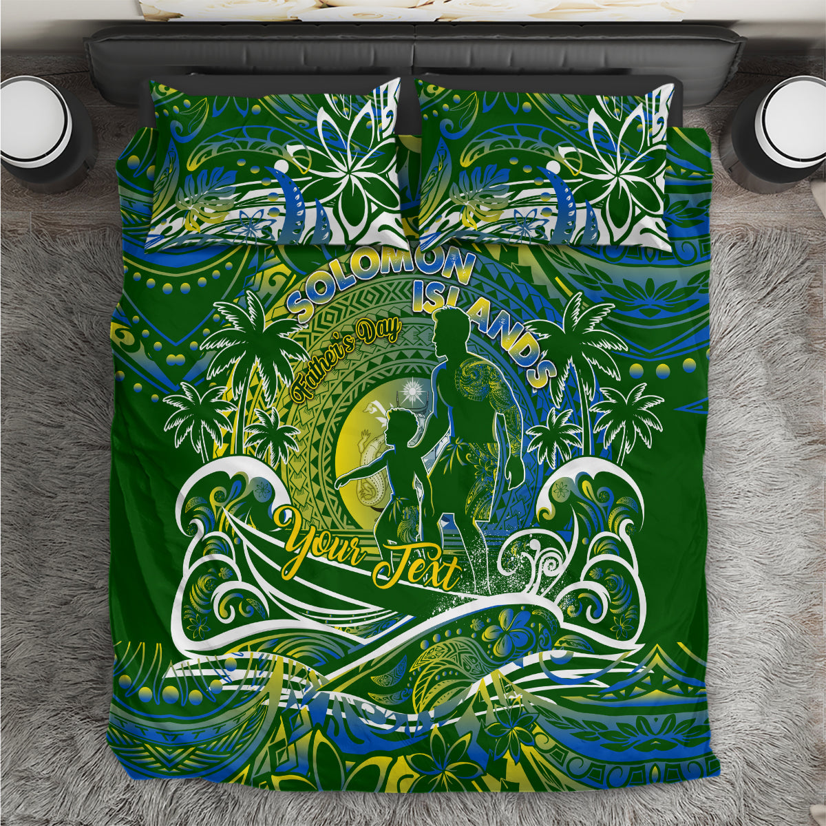 Father's Day Solomon Islands Bedding Set Special Dad Polynesia Paradise DT02 Green - Polynesian Pride