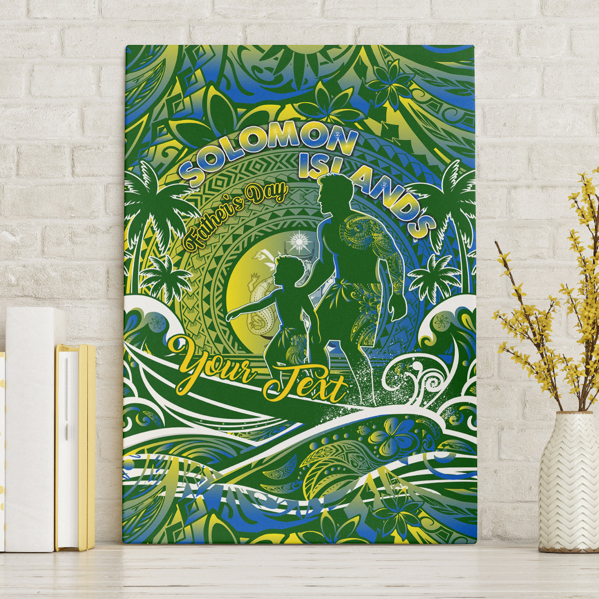 Father's Day Solomon Islands Canvas Wall Art Special Dad Polynesia Paradise DT02 Without Frame Green - Polynesian Pride