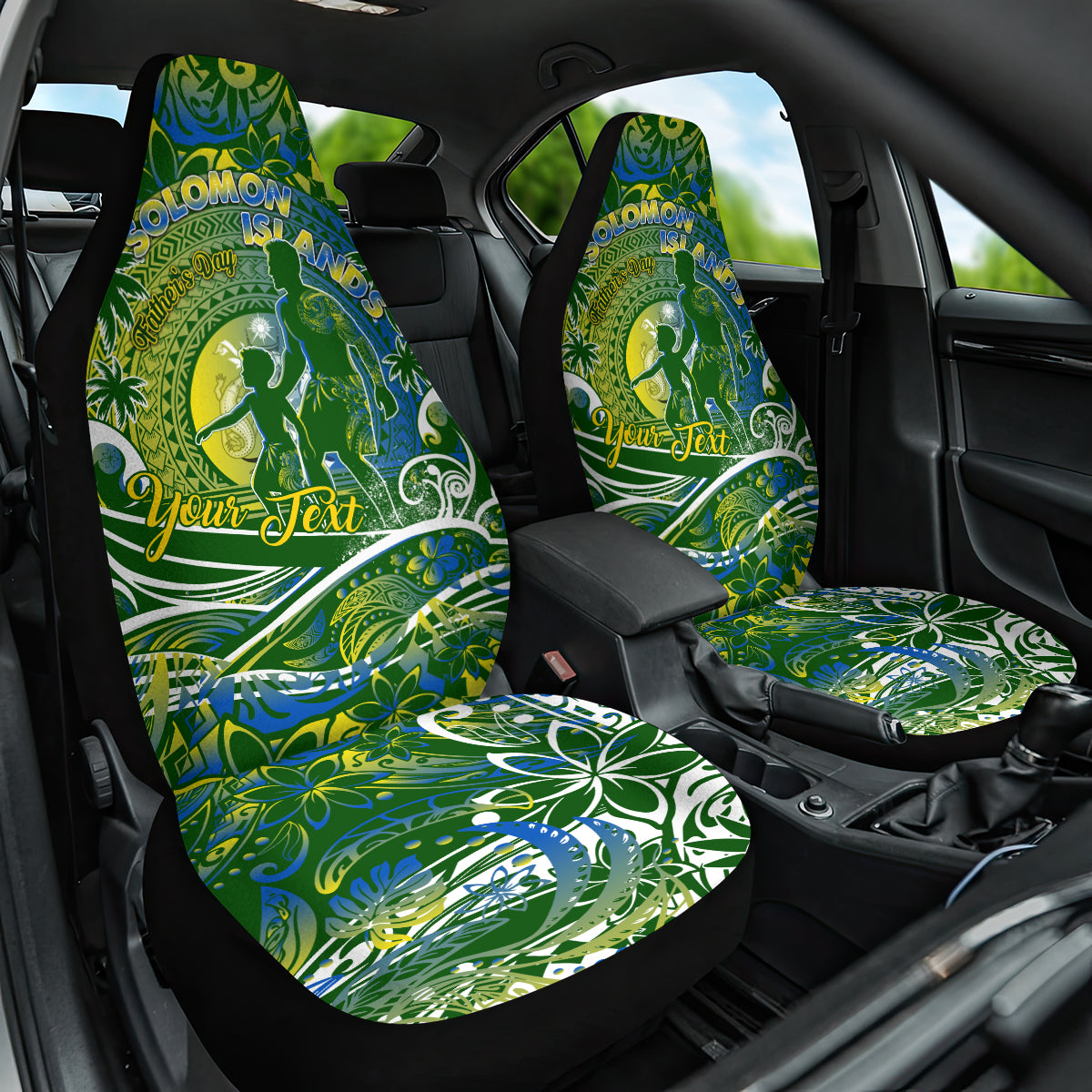 Father's Day Solomon Islands Car Seat Cover Special Dad Polynesia Paradise DT02 One Size Green - Polynesian Pride