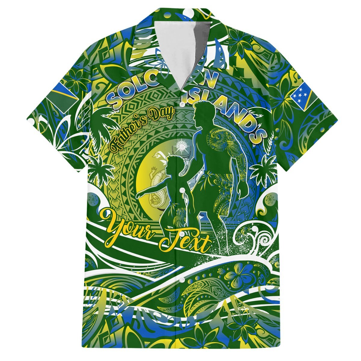 Father's Day Solomon Islands Hawaiian Shirt Special Dad Polynesia Paradise DT02 Green - Polynesian Pride