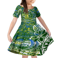 Father's Day Solomon Islands Kid Short Sleeve Dress Special Dad Polynesia Paradise DT02 KID Green - Polynesian Pride