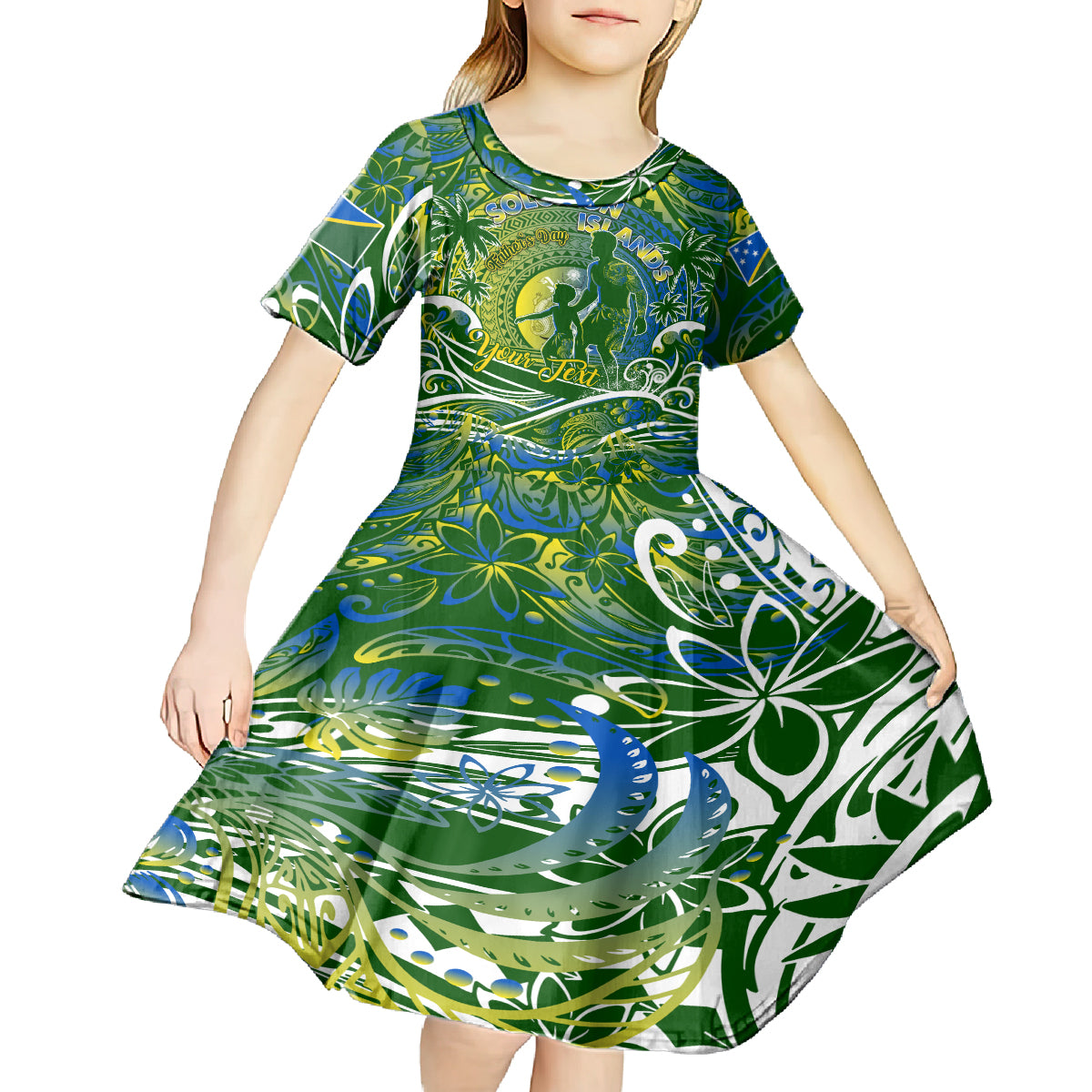 Father's Day Solomon Islands Kid Short Sleeve Dress Special Dad Polynesia Paradise DT02 - Polynesian Pride