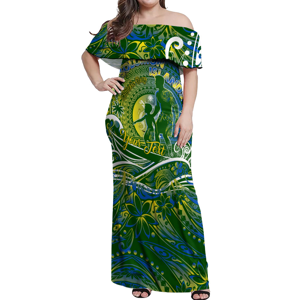Father's Day Solomon Islands Off Shoulder Maxi Dress Special Dad Polynesia Paradise DT02 Women Green - Polynesian Pride