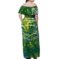 Father's Day Solomon Islands Off Shoulder Maxi Dress Special Dad Polynesia Paradise DT02 - Polynesian Pride