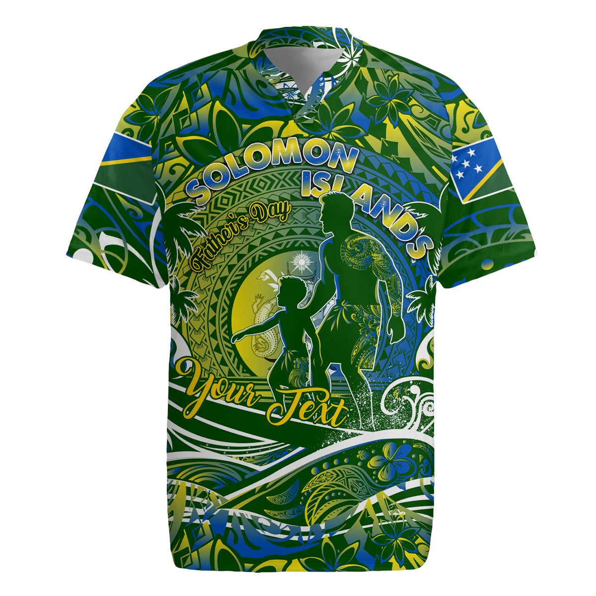Father's Day Solomon Islands Rugby Jersey Special Dad Polynesia Paradise DT02 Green - Polynesian Pride