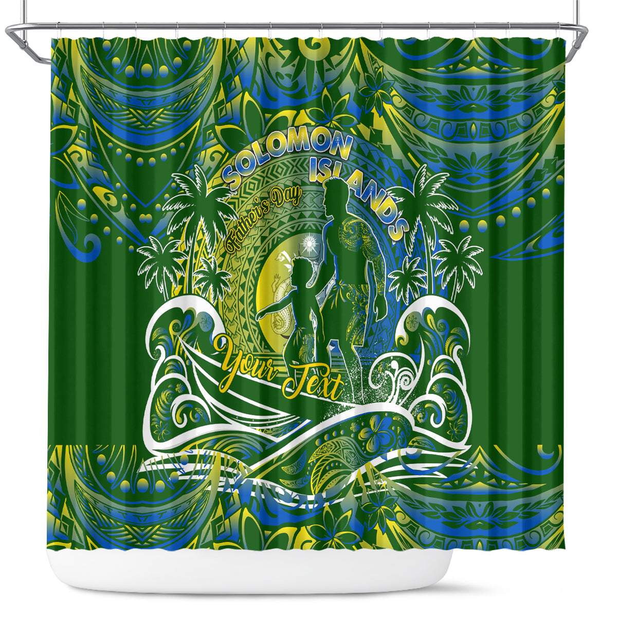Father's Day Solomon Islands Shower Curtain Special Dad Polynesia Paradise DT02 Green - Polynesian Pride