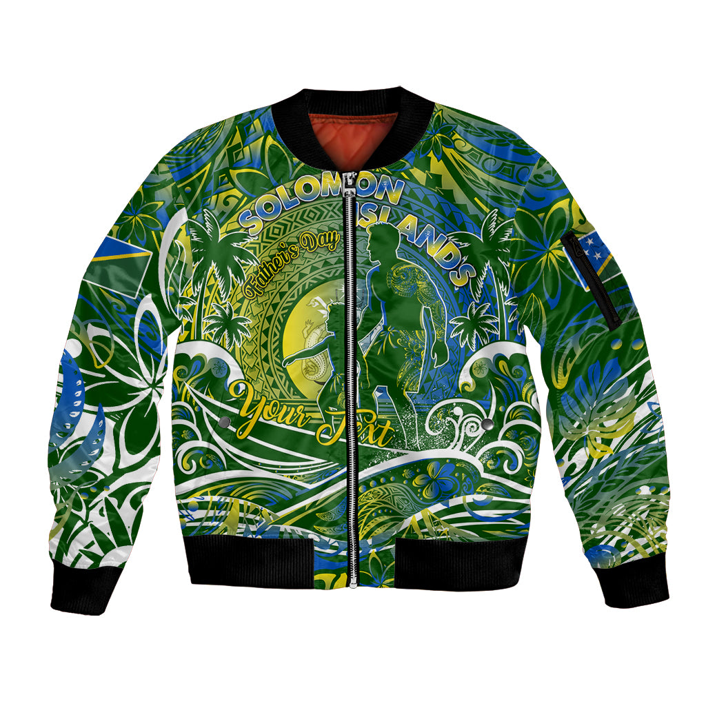 Father's Day Solomon Islands Sleeve Zip Bomber Jacket Special Dad Polynesia Paradise DT02 Unisex Green - Polynesian Pride