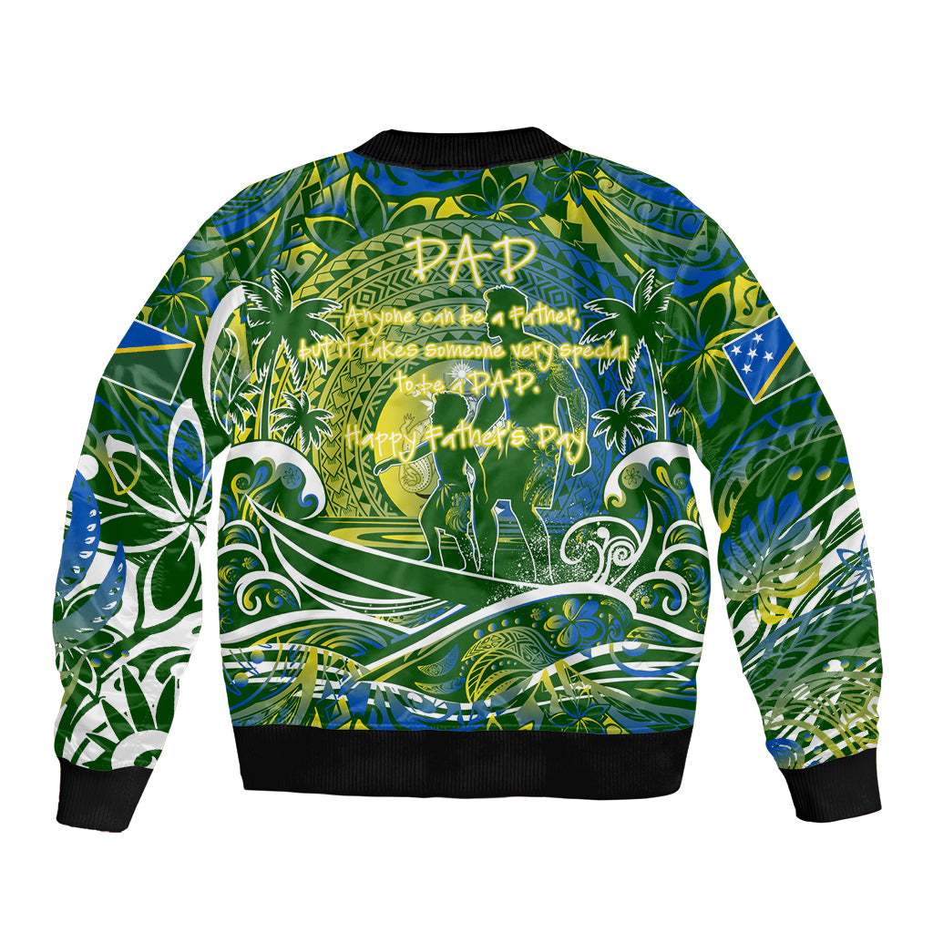 Father's Day Solomon Islands Sleeve Zip Bomber Jacket Special Dad Polynesia Paradise DT02 - Polynesian Pride