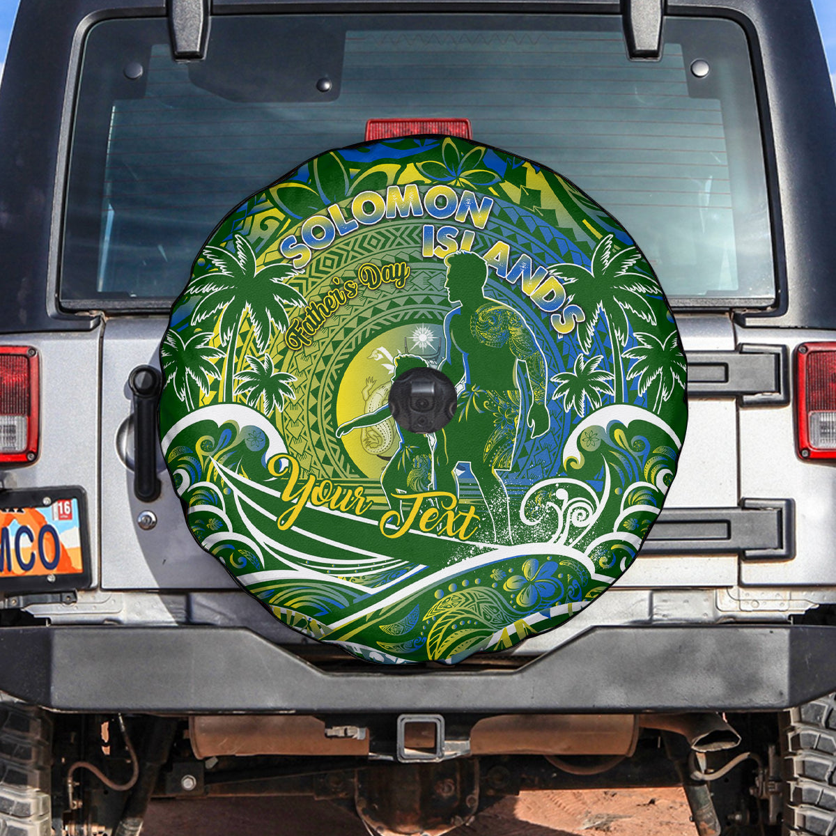 Father's Day Solomon Islands Spare Tire Cover Special Dad Polynesia Paradise DT02 Green - Polynesian Pride