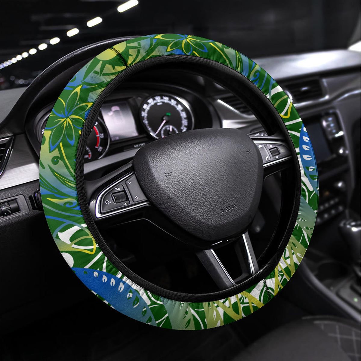 Father's Day Solomon Islands Steering Wheel Cover Special Dad Polynesia Paradise DT02 Universal Fit Green - Polynesian Pride