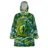 Father's Day Solomon Islands Wearable Blanket Hoodie Special Dad Polynesia Paradise DT02 One Size Green - Polynesian Pride