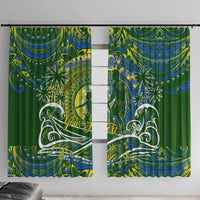 Father's Day Solomon Islands Window Curtain Special Dad Polynesia Paradise DT02 With Hooks Green - Polynesian Pride