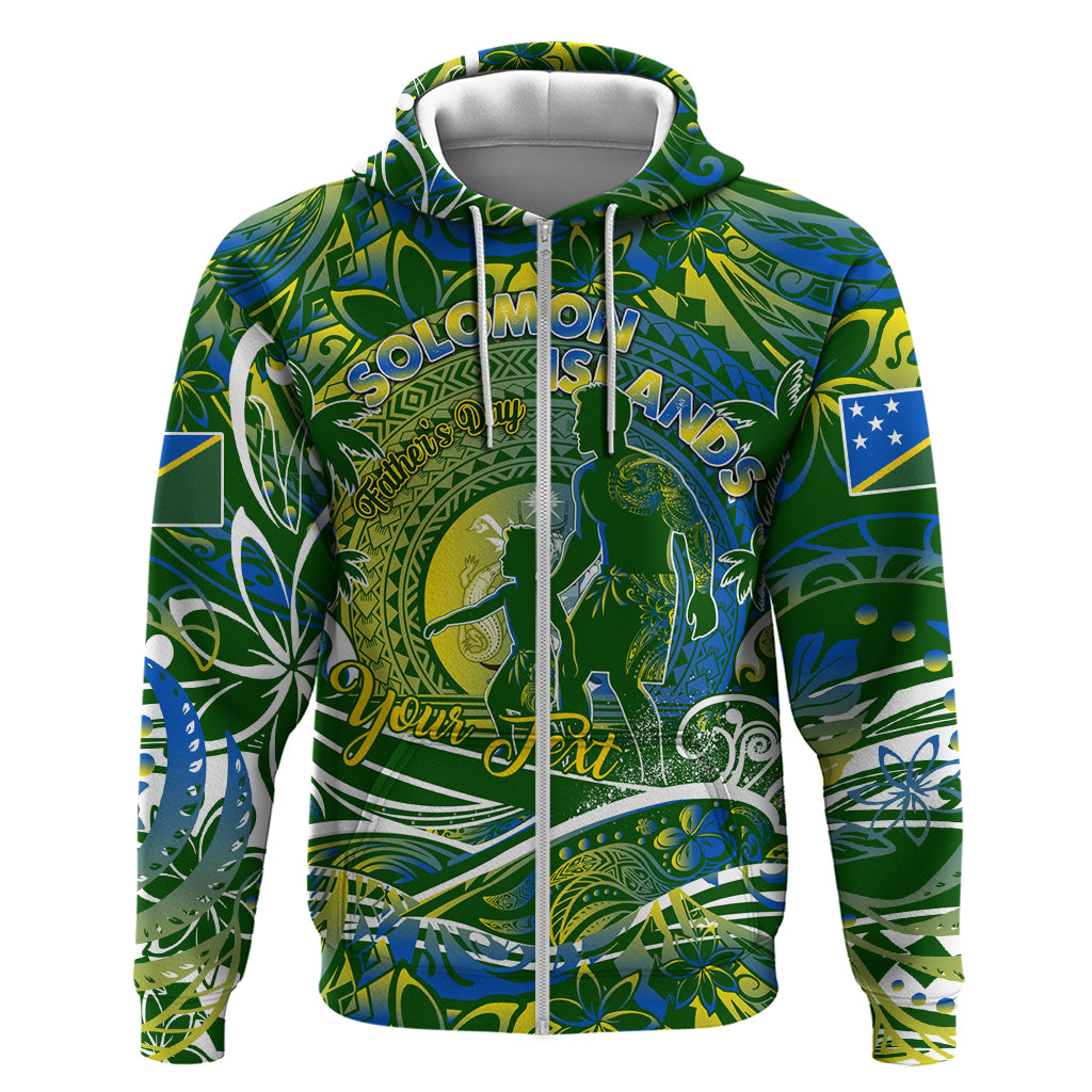Father's Day Solomon Islands Zip Hoodie Special Dad Polynesia Paradise DT02 Zip Hoodie Green - Polynesian Pride