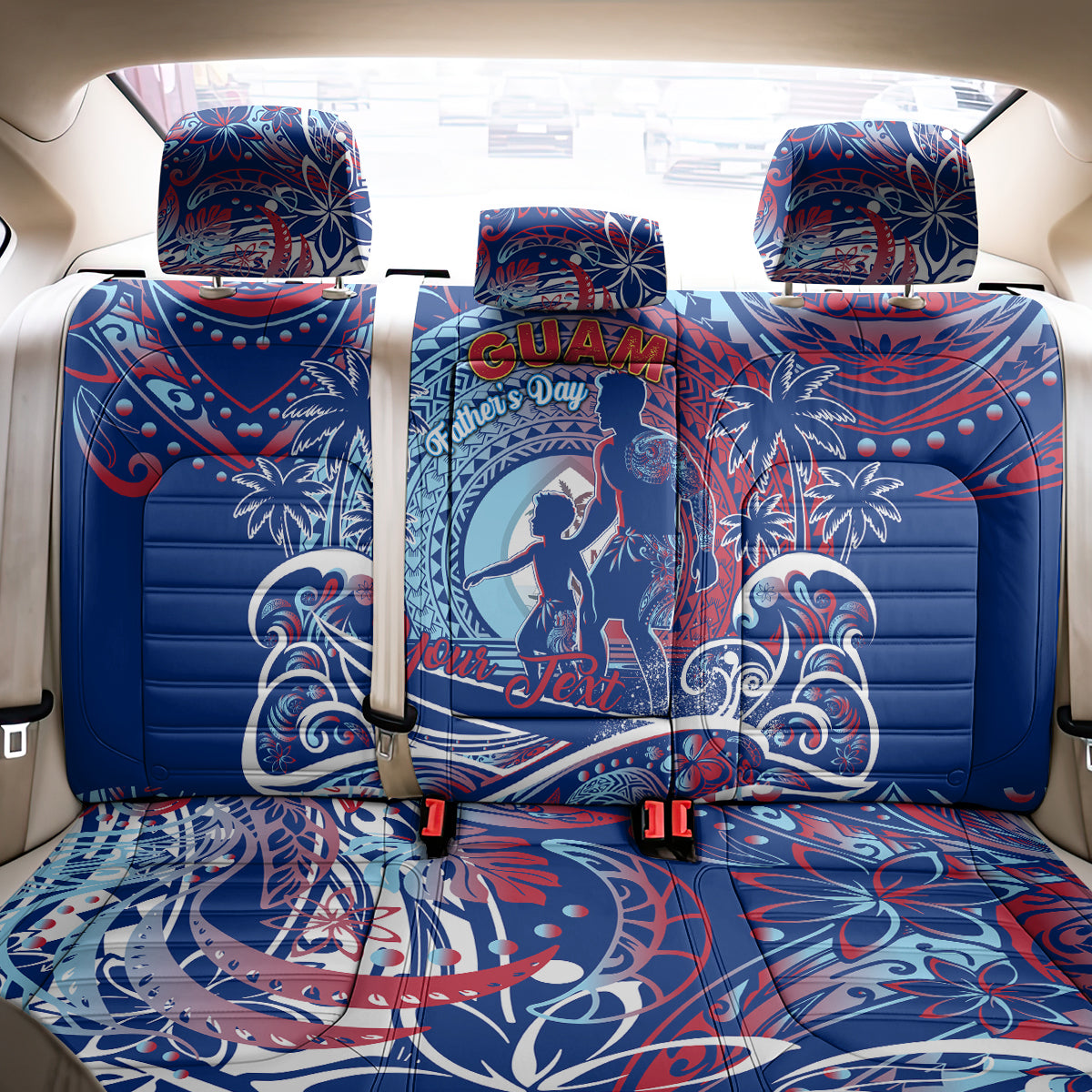 Father's Day Guam Back Car Seat Cover Special Dad Polynesia Paradise DT02 - Polynesian Pride