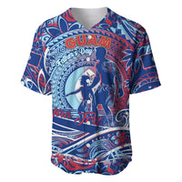 Father's Day Guam Baseball Jersey Special Dad Polynesia Paradise DT02 Blue - Polynesian Pride