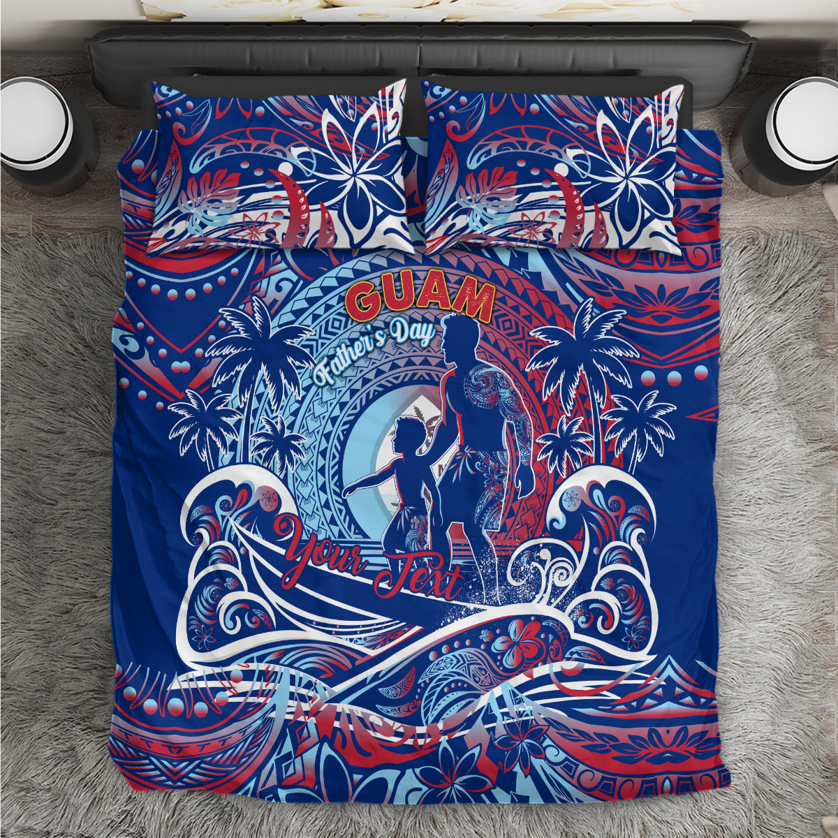 Father's Day Guam Bedding Set Special Dad Polynesia Paradise DT02 Blue - Polynesian Pride