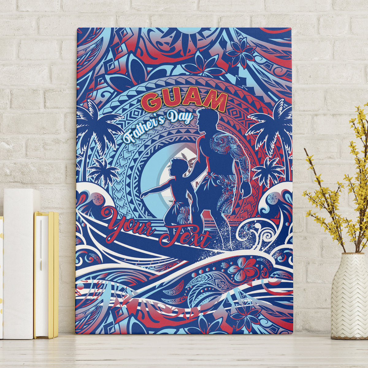 Father's Day Guam Canvas Wall Art Special Dad Polynesia Paradise DT02 Without Frame Blue - Polynesian Pride