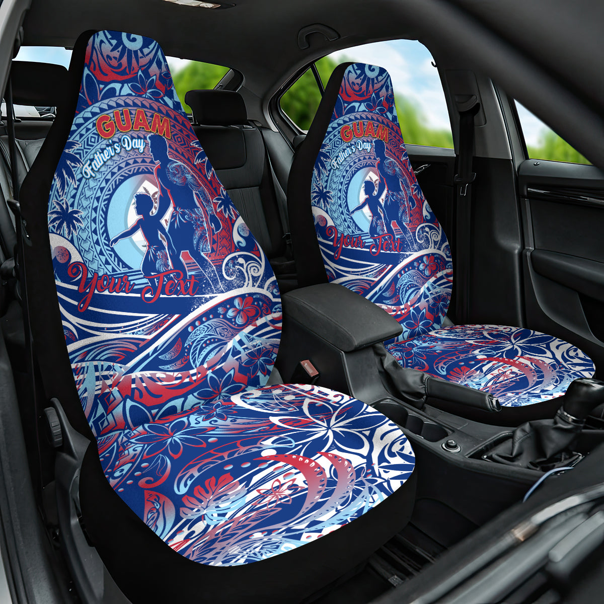 Father's Day Guam Car Seat Cover Special Dad Polynesia Paradise DT02 One Size Blue - Polynesian Pride