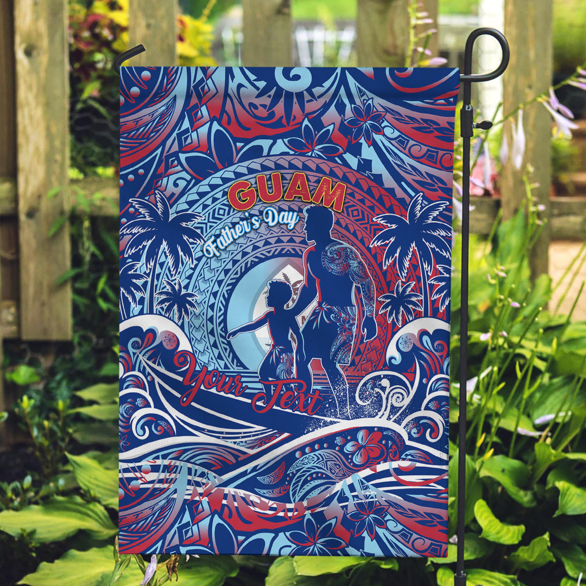Father's Day Guam Garden Flag Special Dad Polynesia Paradise DT02 Garden Flag Blue - Polynesian Pride