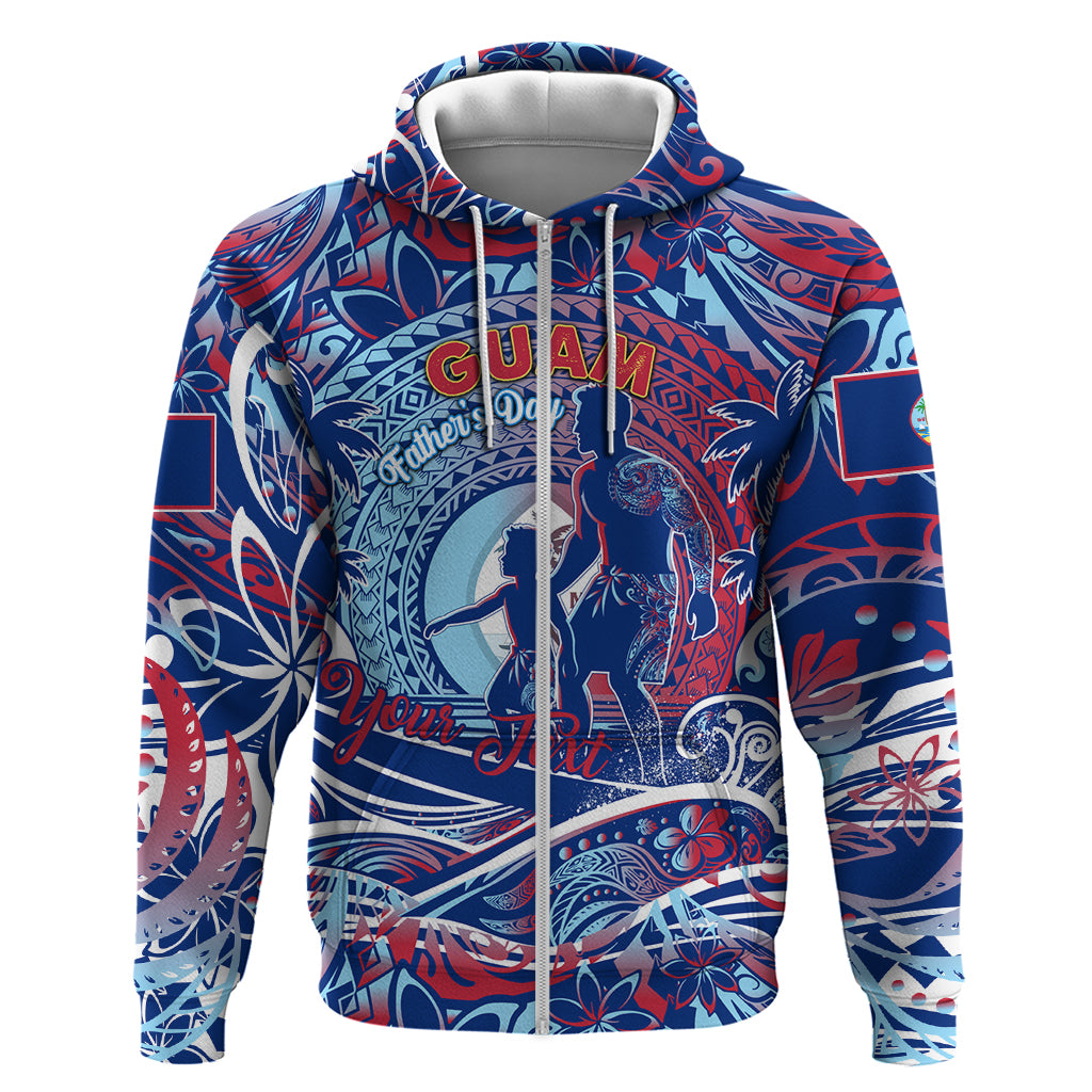 Father's Day Guam Hoodie Special Dad Polynesia Paradise DT02 Zip Hoodie Blue - Polynesian Pride