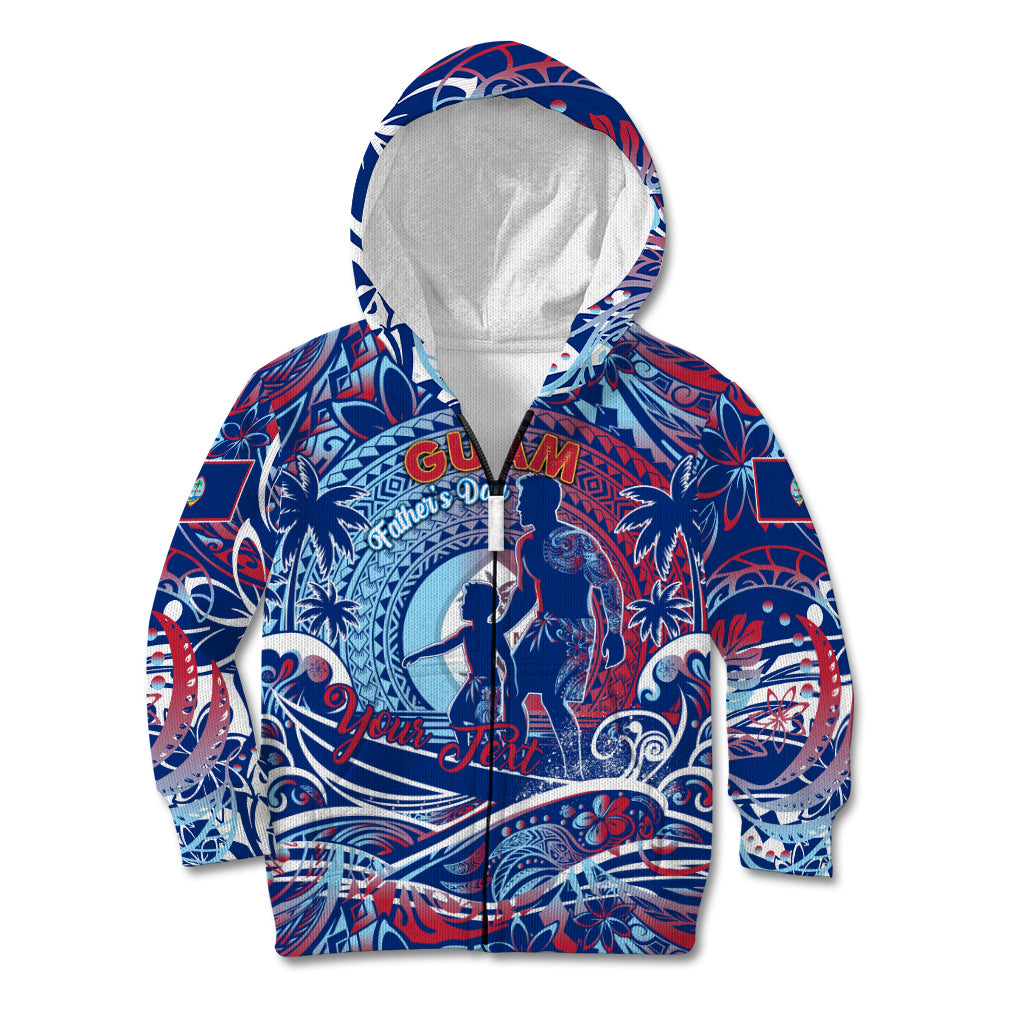 Father's Day Guam Kid Hoodie Special Dad Polynesia Paradise DT02 Zip Hoodie Blue - Polynesian Pride