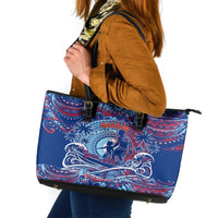 Father's Day Guam Leather Tote Bag Special Dad Polynesia Paradise DT02 Blue - Polynesian Pride