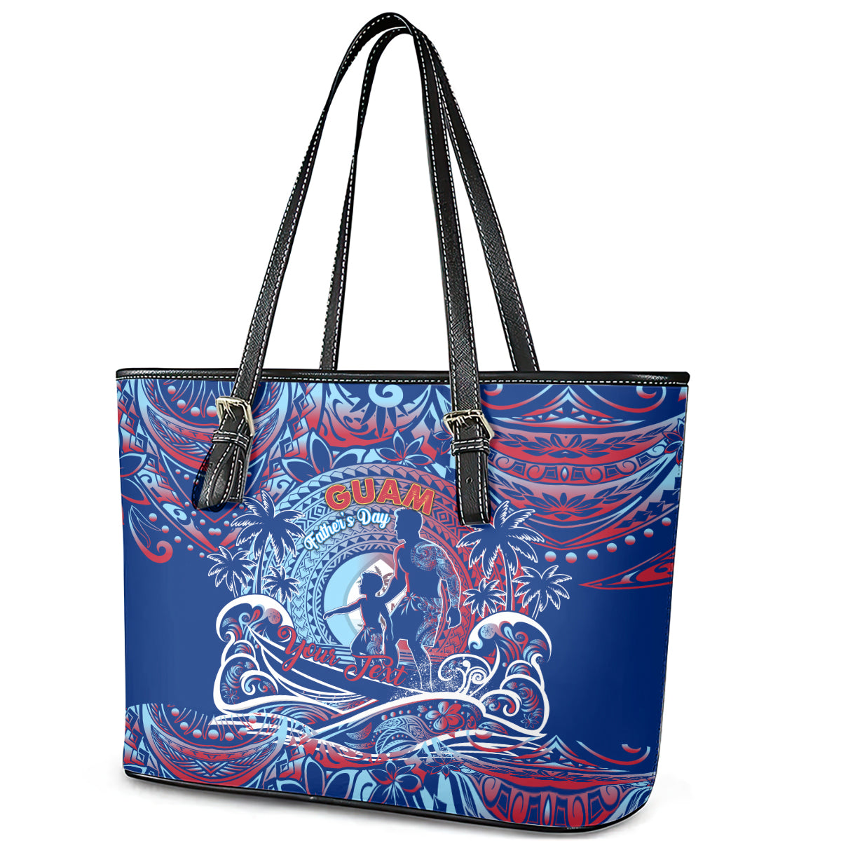 Father's Day Guam Leather Tote Bag Special Dad Polynesia Paradise DT02 - Polynesian Pride