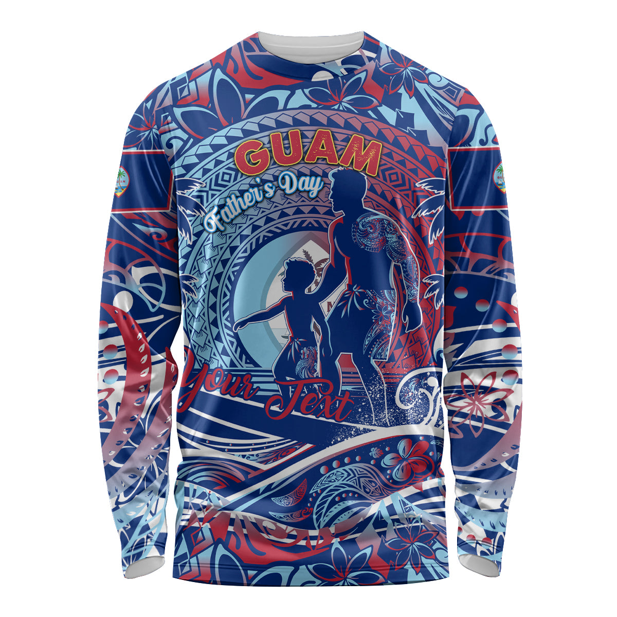 Father's Day Guam Long Sleeve Shirt Special Dad Polynesia Paradise DT02 Unisex Blue - Polynesian Pride