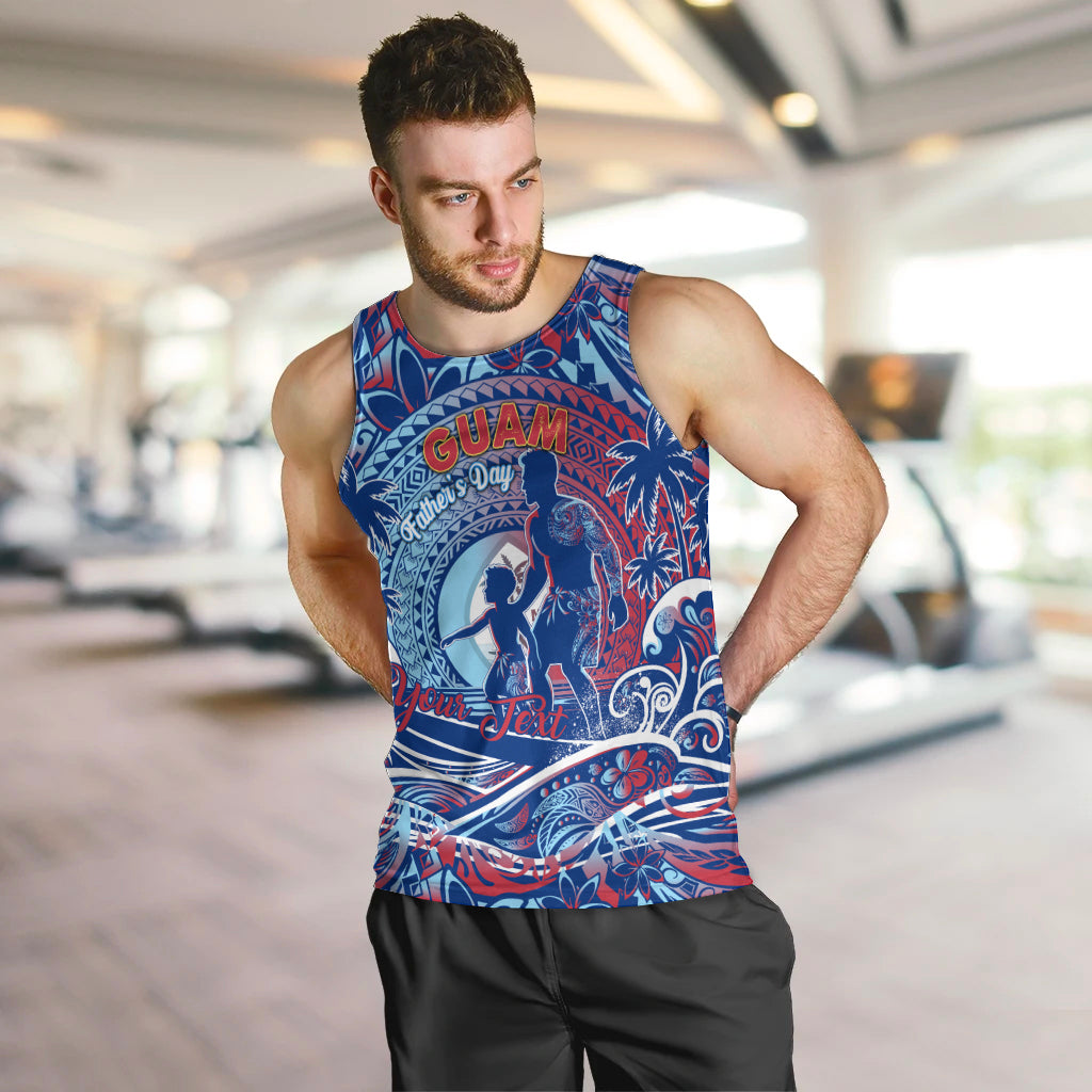 Father's Day Guam Men Tank Top Special Dad Polynesia Paradise DT02 Blue - Polynesian Pride