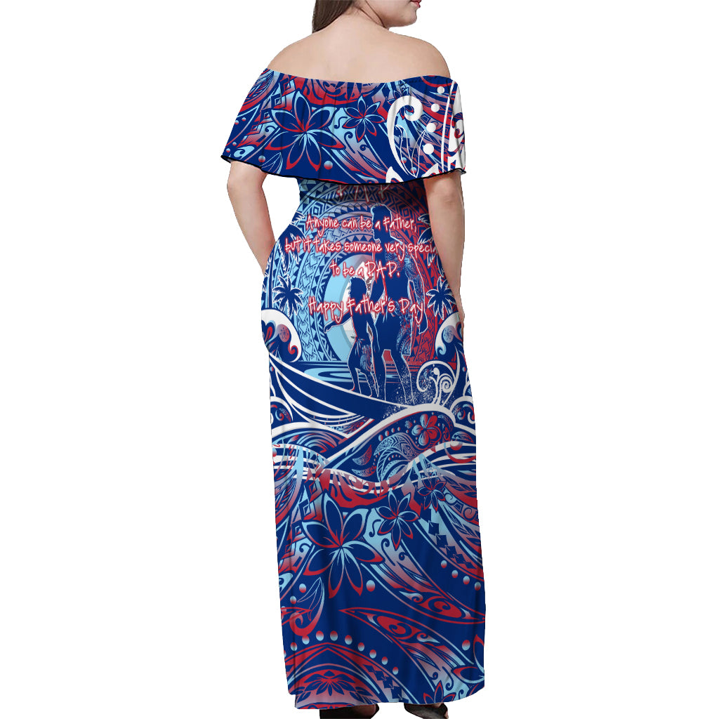 Father's Day Guam Off Shoulder Maxi Dress Special Dad Polynesia Paradise DT02 - Polynesian Pride