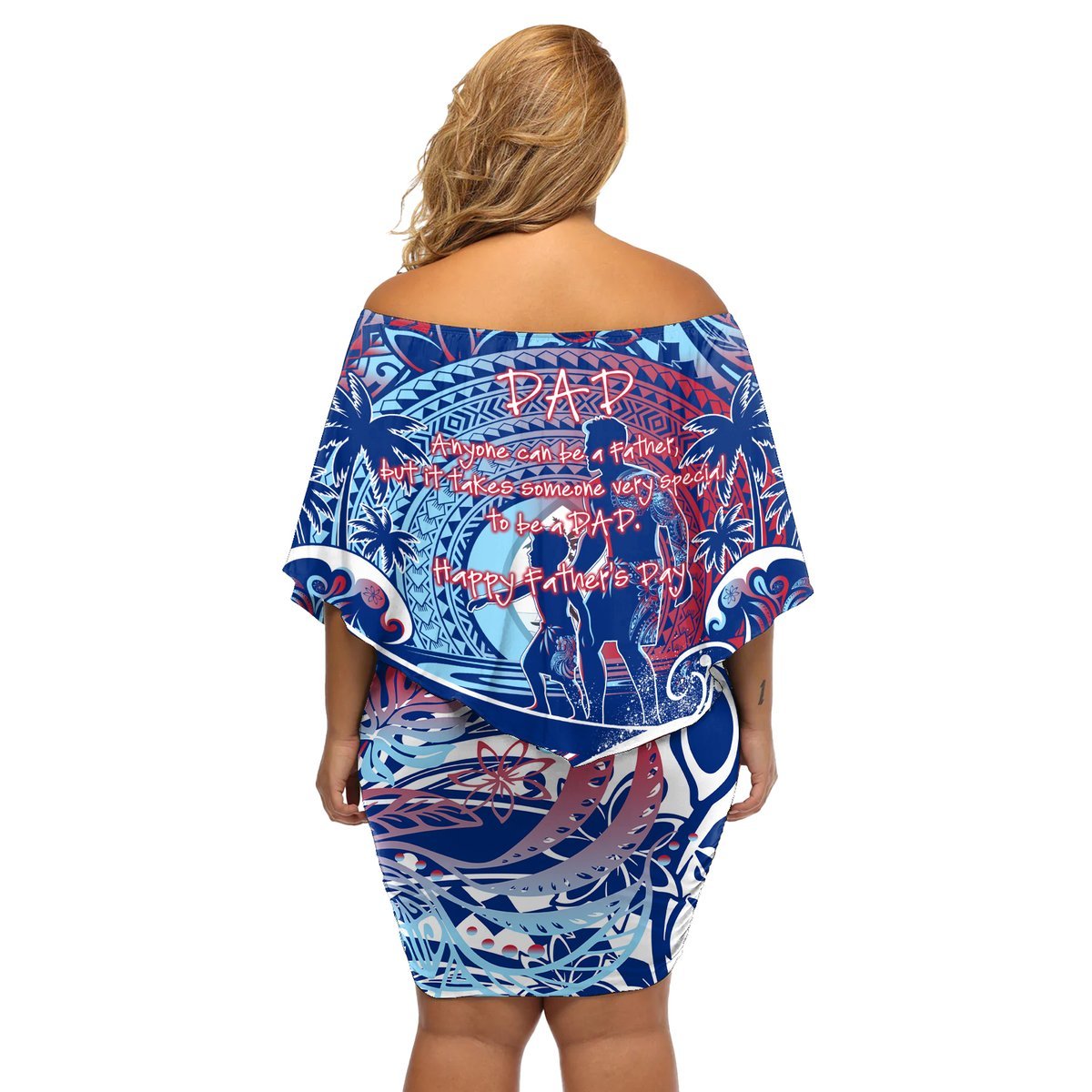 Father's Day Guam Off Shoulder Short Dress Special Dad Polynesia Paradise DT02 - Polynesian Pride