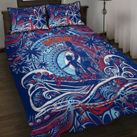 Father's Day Guam Quilt Bed Set Special Dad Polynesia Paradise DT02 Blue - Polynesian Pride