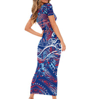 Father's Day Guam Short Sleeve Bodycon Dress Special Dad Polynesia Paradise DT02 - Polynesian Pride