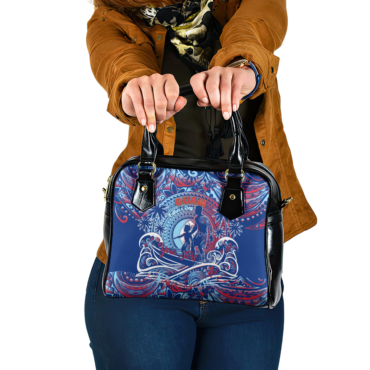 Father's Day Guam Shoulder Handbag Special Dad Polynesia Paradise DT02 One Size Blue - Polynesian Pride