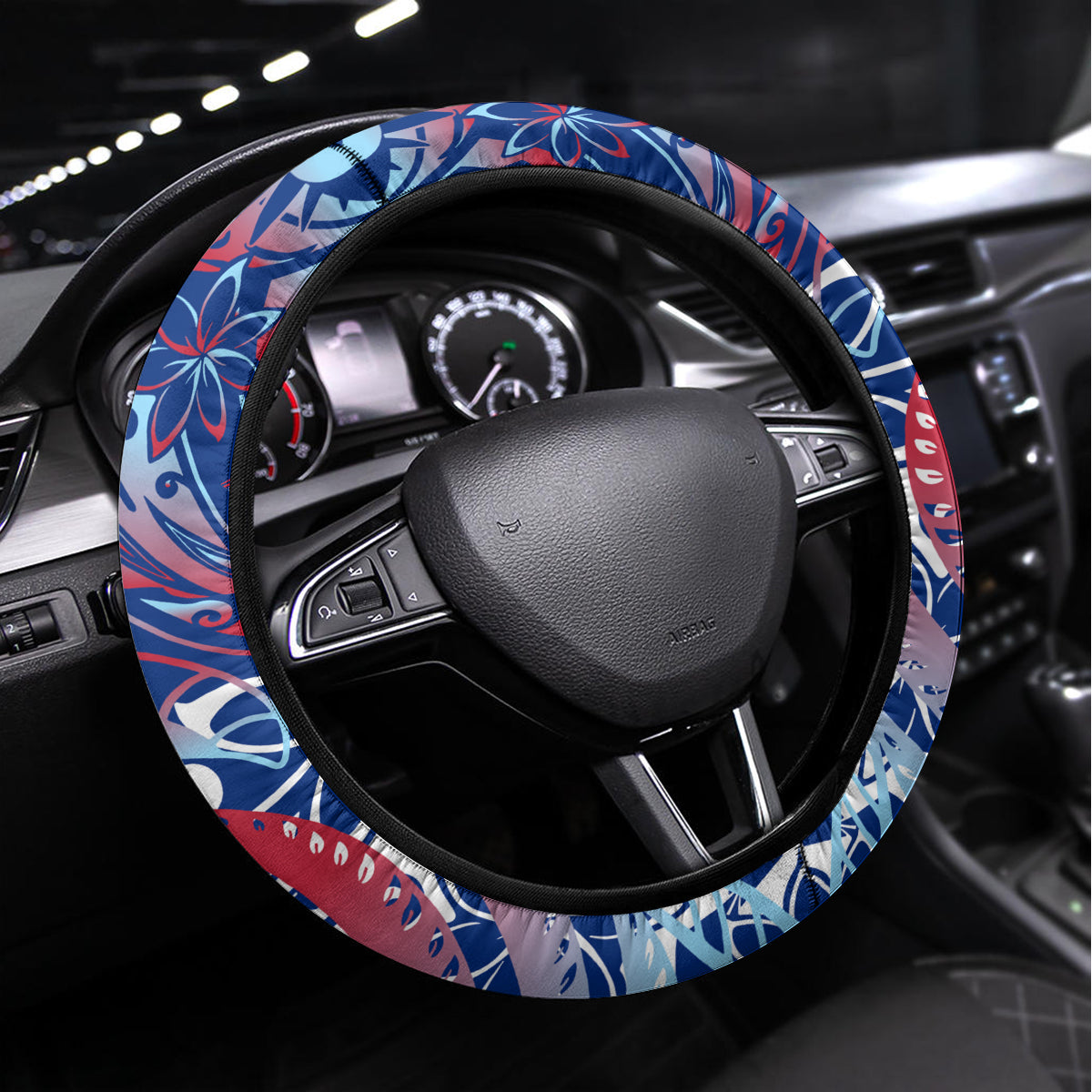 Father's Day Guam Steering Wheel Cover Special Dad Polynesia Paradise DT02 Universal Fit Blue - Polynesian Pride