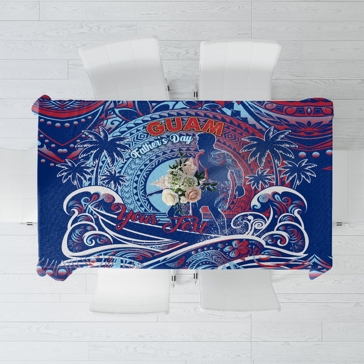 Father's Day Guam Tablecloth Special Dad Polynesia Paradise DT02 Blue - Polynesian Pride