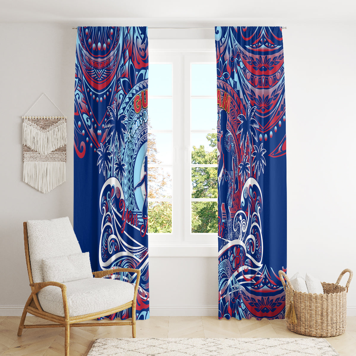 Father's Day Guam Window Curtain Special Dad Polynesia Paradise DT02 - Polynesian Pride