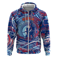 Father's Day Guam Zip Hoodie Special Dad Polynesia Paradise DT02 Zip Hoodie Blue - Polynesian Pride
