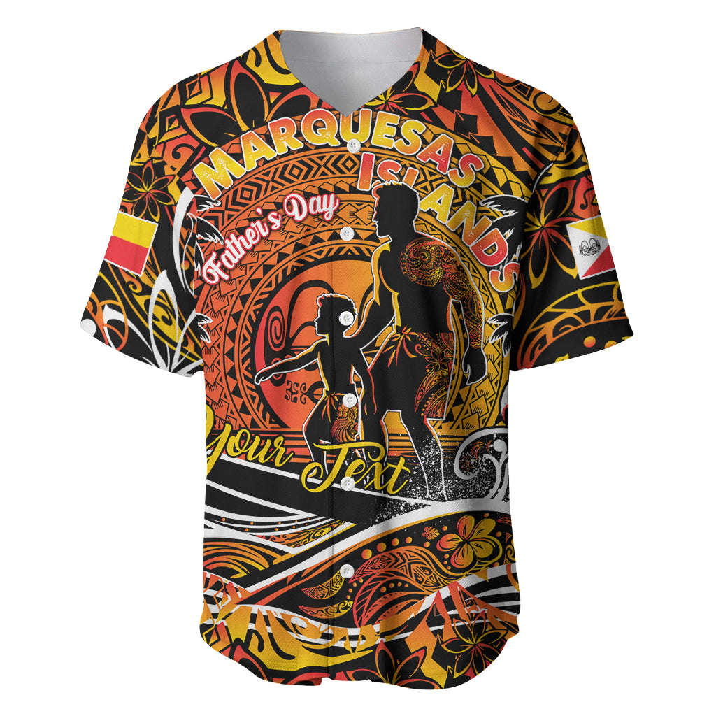 Father's Day Marquesas Islands Baseball Jersey Special Dad Polynesia Paradise DT02 Orange - Polynesian Pride