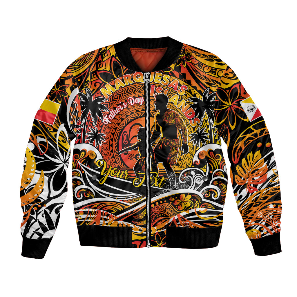 Father's Day Marquesas Islands Bomber Jacket Special Dad Polynesia Paradise DT02 Unisex Orange - Polynesian Pride