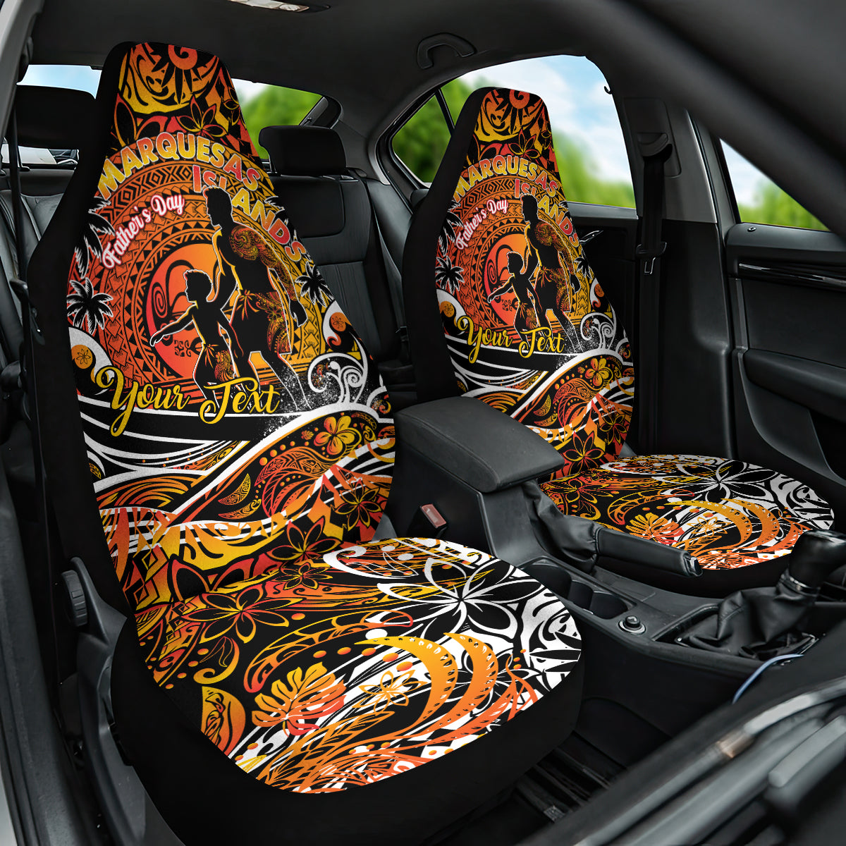 Father's Day Marquesas Islands Car Seat Cover Special Dad Polynesia Paradise DT02 One Size Orange - Polynesian Pride