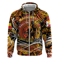 Father's Day Marquesas Islands Hoodie Special Dad Polynesia Paradise DT02 Zip Hoodie Orange - Polynesian Pride
