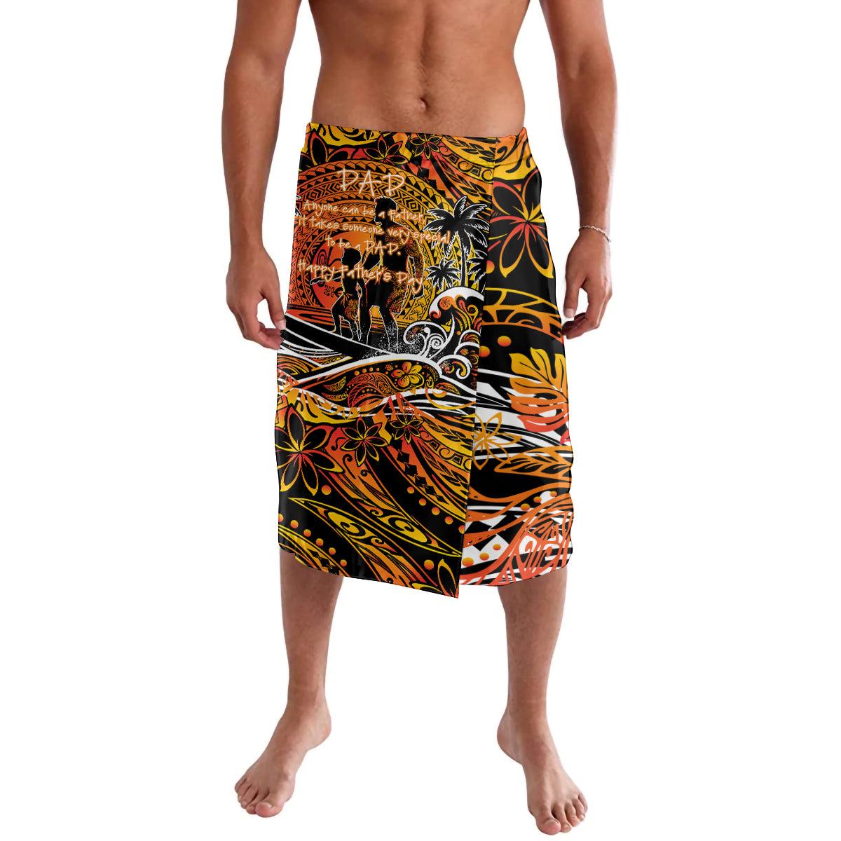 Father's Day Marquesas Islands Lavalava Special Dad Polynesia Paradise DT02 Orange - Polynesian Pride