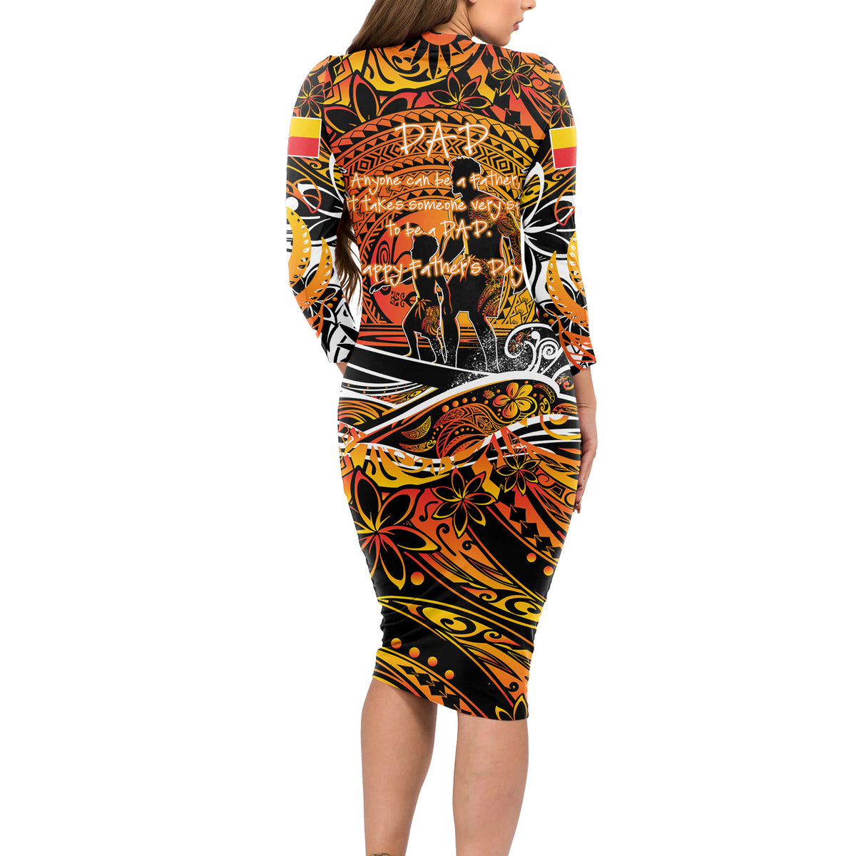 Father's Day Marquesas Islands Long Sleeve Bodycon Dress Special Dad Polynesia Paradise DT02 - Polynesian Pride