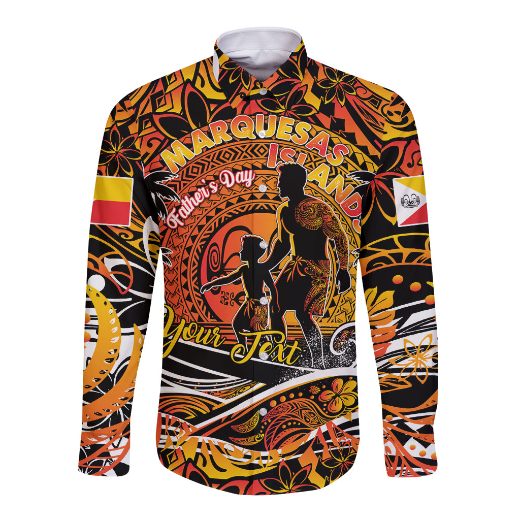 Father's Day Marquesas Islands Long Sleeve Button Shirt Special Dad Polynesia Paradise DT02 Unisex Orange - Polynesian Pride