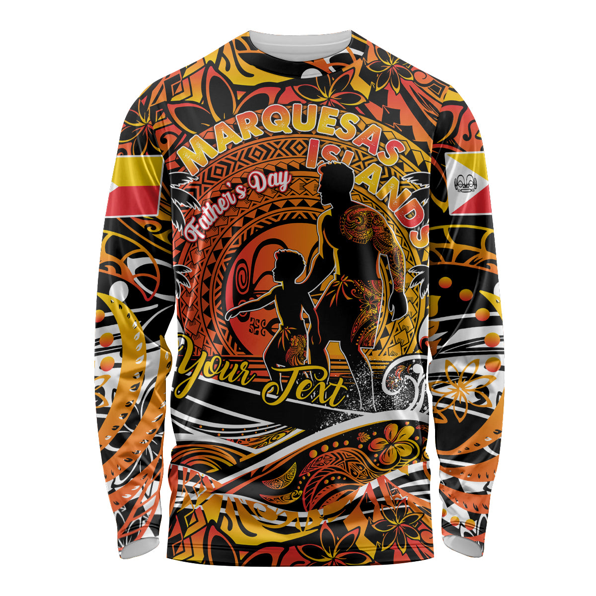 Father's Day Marquesas Islands Long Sleeve Shirt Special Dad Polynesia Paradise DT02 Unisex Orange - Polynesian Pride