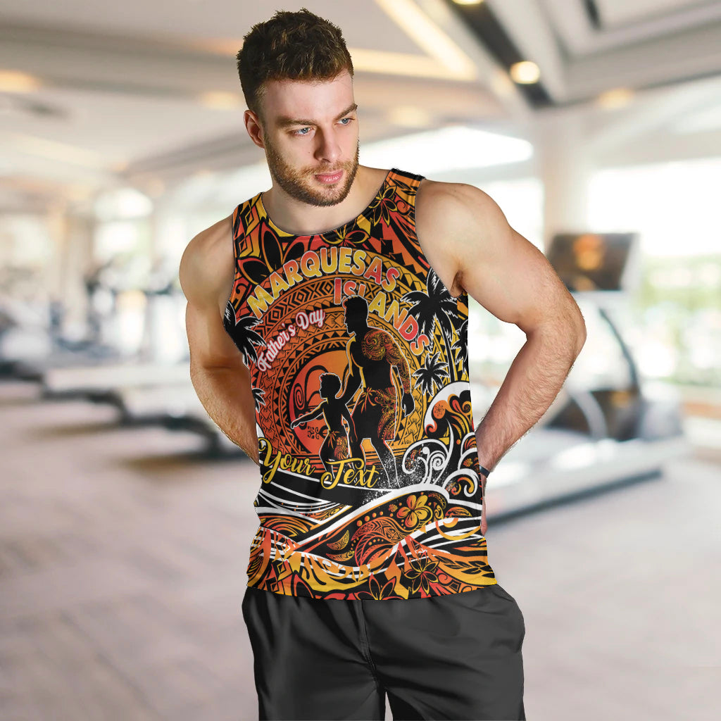 Father's Day Marquesas Islands Men Tank Top Special Dad Polynesia Paradise DT02 Orange - Polynesian Pride